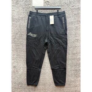 NWT Avirex Classic Logo Fleece Drawstring Jogger Sweatpants Black Mens Size XL